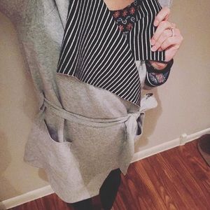 Striped LOFT cardigan with belt